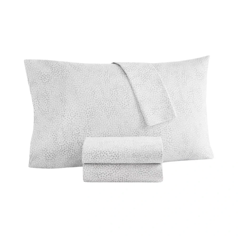 HOME DESIGN Easy Care Printed Microfiber 4-Pc. Sheet Set, Queen, Grey Dots